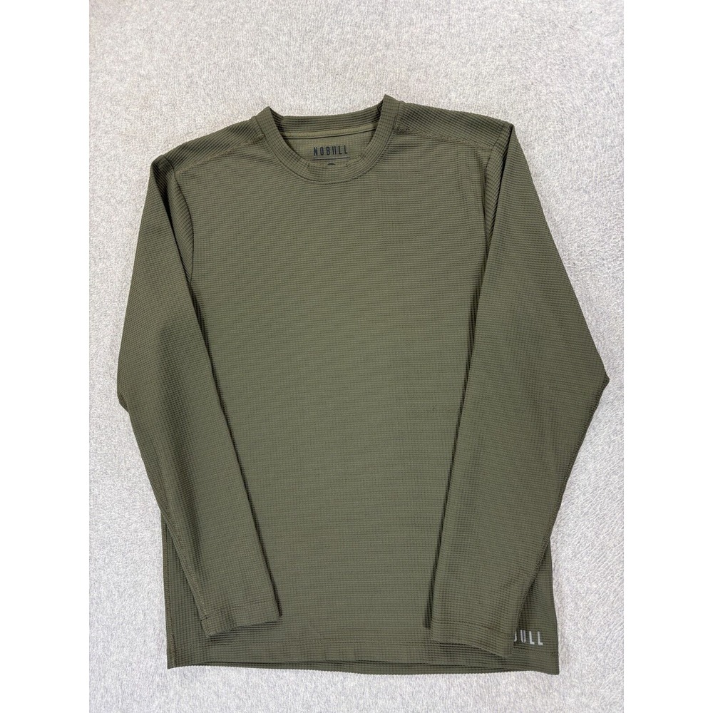 NOBULL Waffle Knit Long Sleeve Thermal Crew Shirt (Men's Large) Green‎